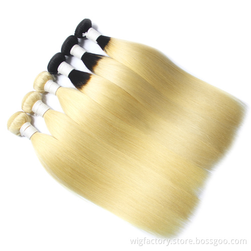 Raw 613 color human hair ombre straight, 1b 613 color ombre straight human hair